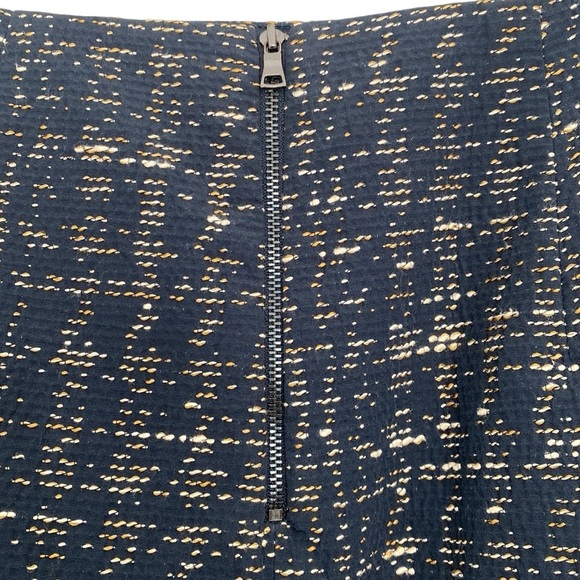 T Tahari Navy Brown Cream Cotton Polyester Embroidered Work Wear Skirt US 2 - Picture 4 of 9